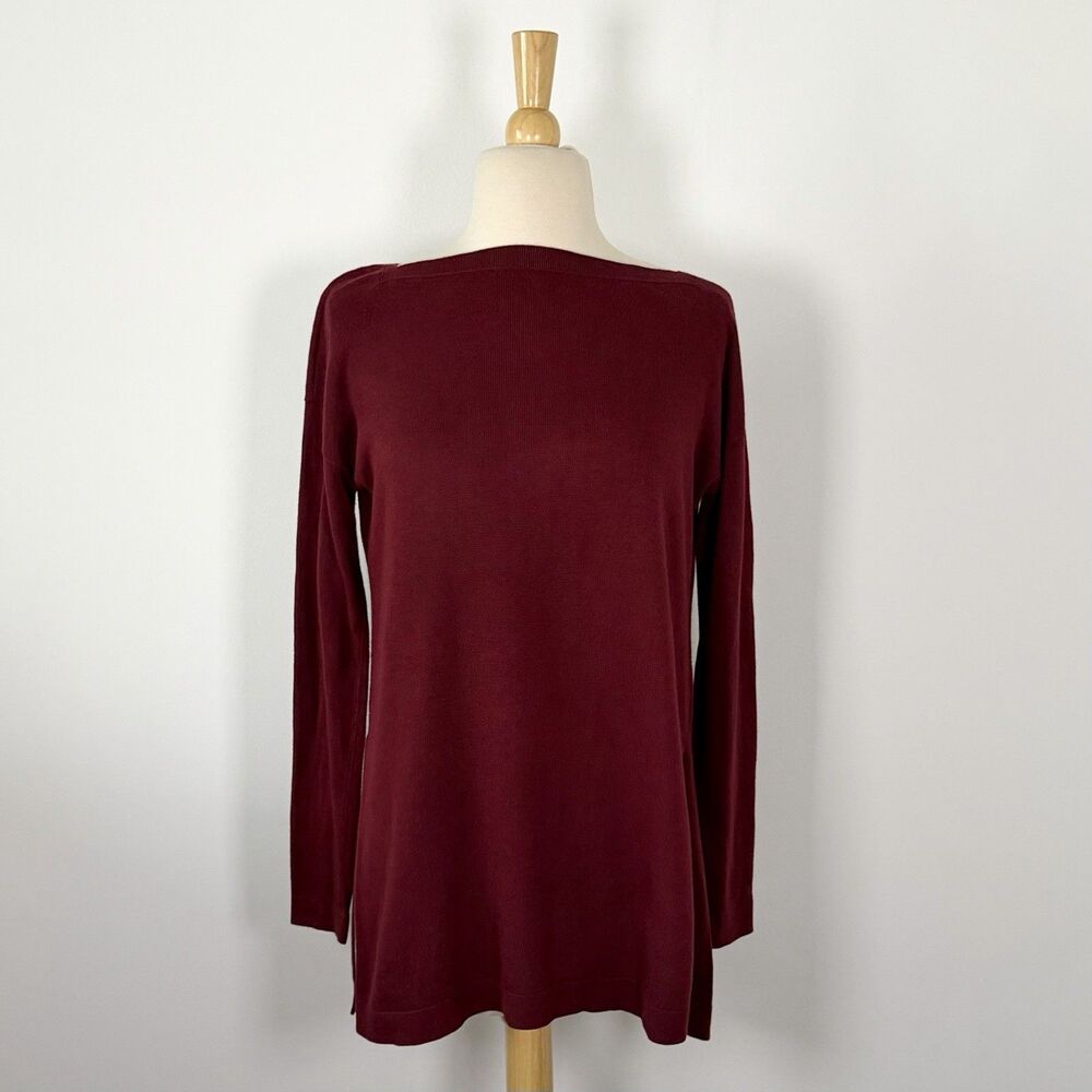 Peruvian Connection Size Small Burgundy Pima Cotton Tunic Sweater Long Sleeve